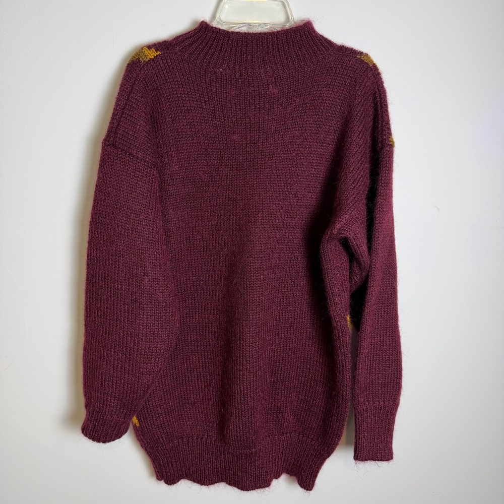 PRIVATE COLLECTION for Marshall Fields Mohair Blend Crest Sweater, Maroon | LG - Picture 4 of 5